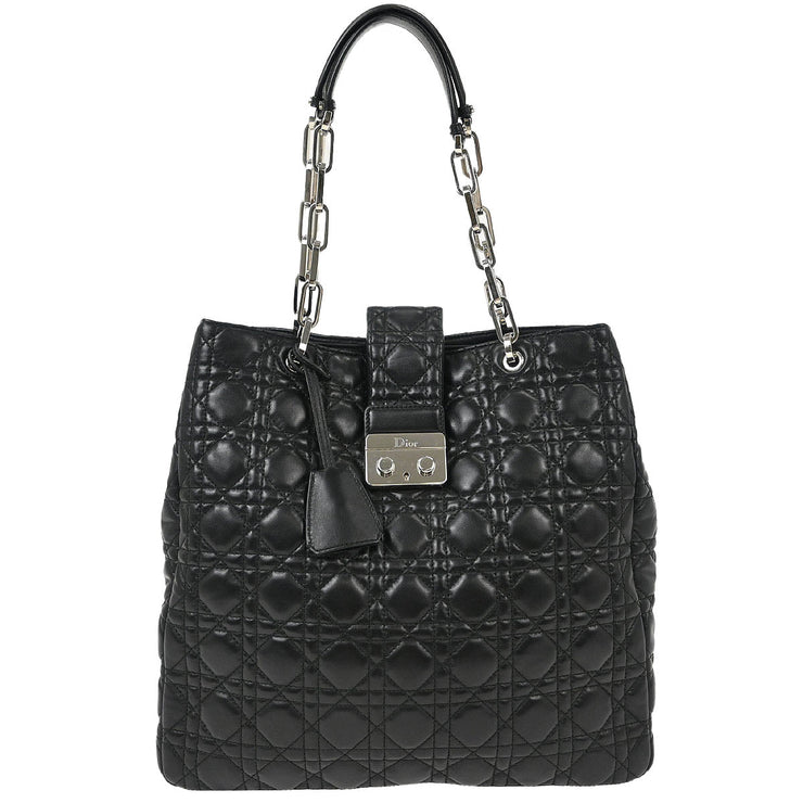 Christian Dior Black Lambskin Lady Dior Cannage Tote Handbag 00-BA-0181 AQ00125
