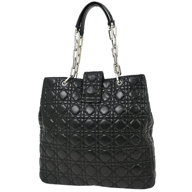 Christian Dior Black Lambskin Lady Dior Cannage Tote Handbag 00-BA-0181 AQ00125