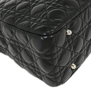 Christian Dior Black Lambskin Lady Dior Cannage Tote Handbag 00-BA-0181 AQ00125