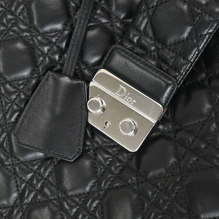 Christian Dior Black Lambskin Lady Dior Cannage Tote Handbag 00-BA-0181 AQ00125