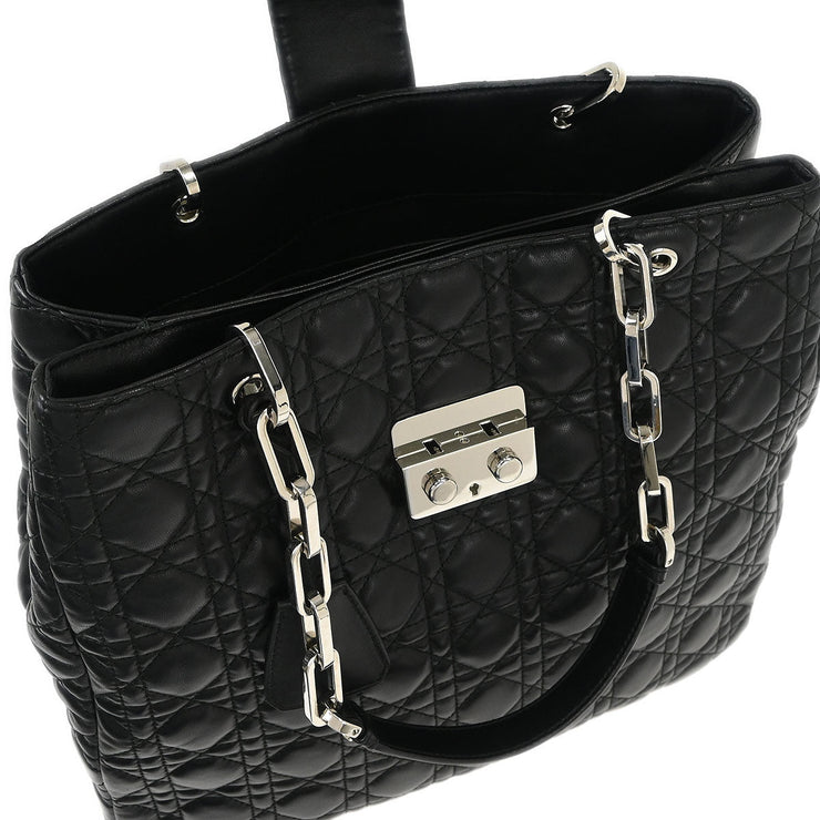 Christian Dior Black Lambskin Lady Dior Cannage Tote Handbag 00-BA-0181 AQ00125
