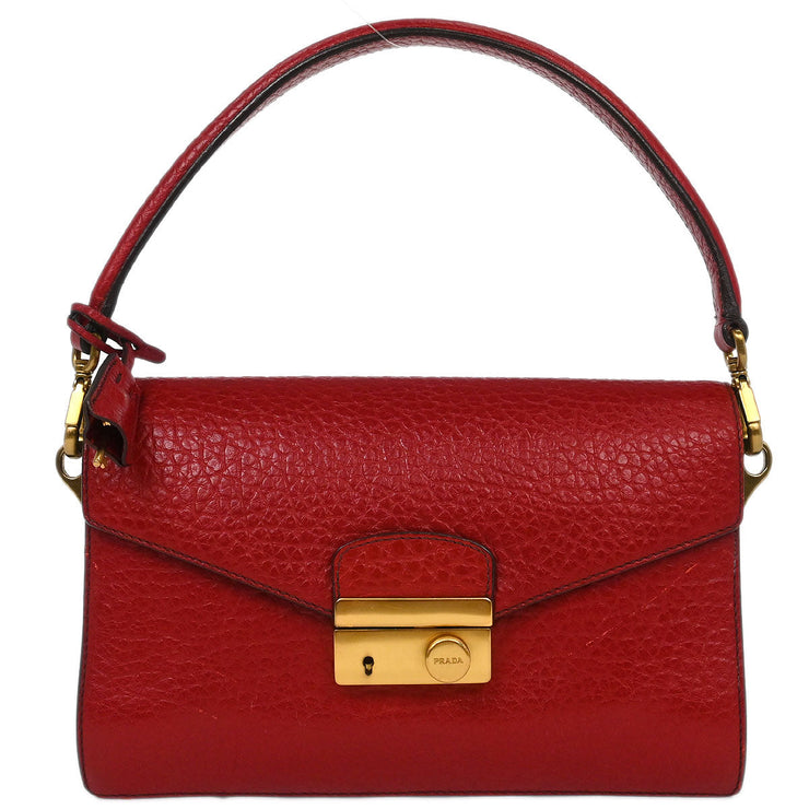 Prada Red Leather Handbag BN0924 N 7 AQ00128