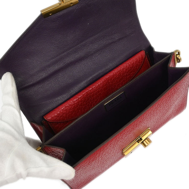 Prada Red Leather Handbag BN0924 N 7 AQ00128