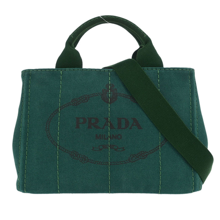 Prada Green Canvas Canapa Tote Handbag 158 AQ00194