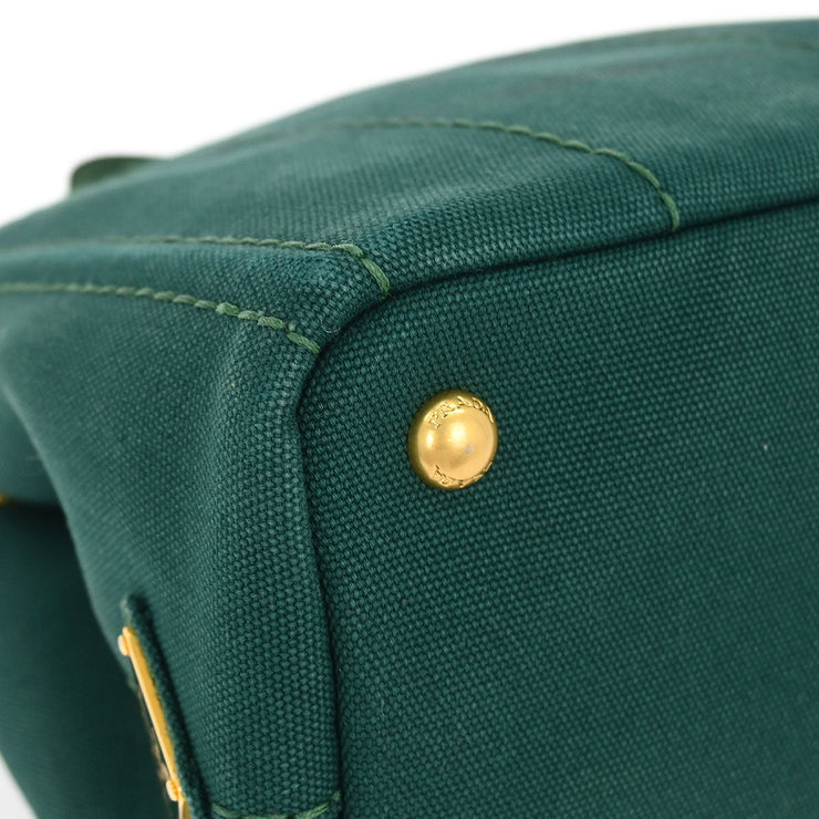 Prada Green Canvas Canapa Tote Handbag 158 AQ00194