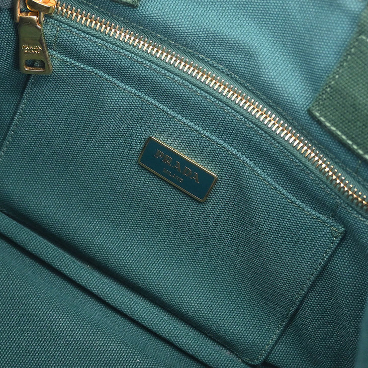 Prada Green Canvas Canapa Tote Handbag 158 AQ00194