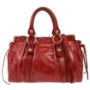 Miu Miu Red Leather 2way Tote Handbag 154 AQ00211