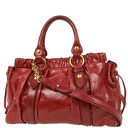 Miu Miu Red Leather 2way Tote Handbag 154 AQ00211