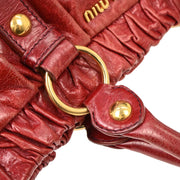 Miu Miu Red Leather 2way Tote Handbag 154 AQ00211