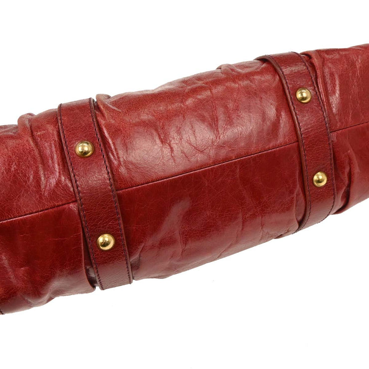 Miu Miu Red Leather 2way Tote Handbag 154 AQ00211