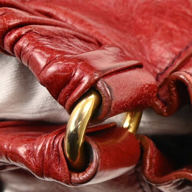 Miu Miu Red Leather 2way Tote Handbag 154 AQ00211