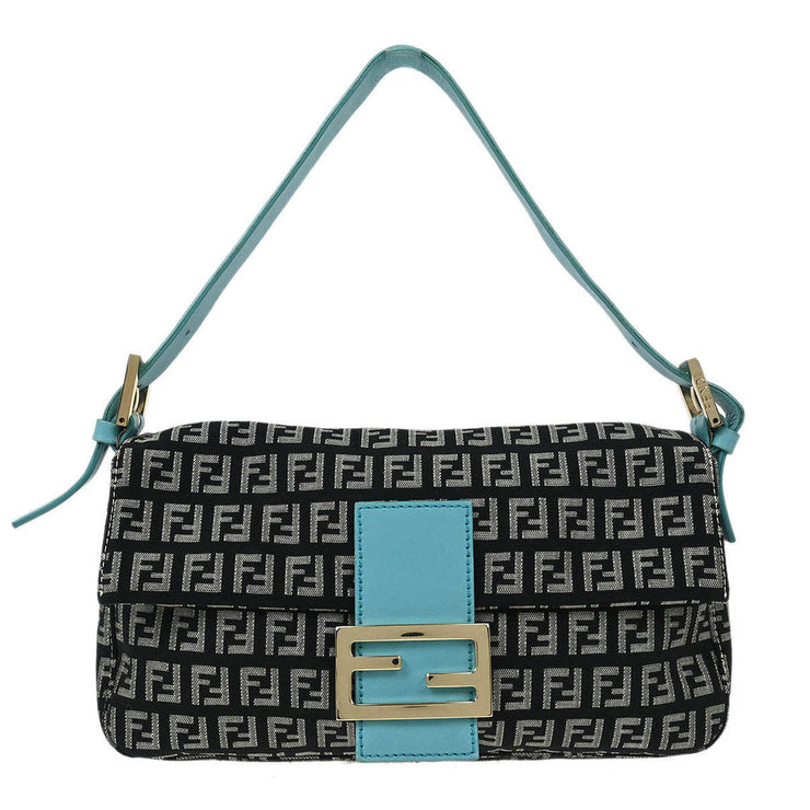 Fendi Black Zucchino Baguette Handbag 2370/8BR000/028 AQ00217