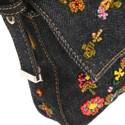 Fendi Blue Denim Beaded Baguette Handbag 2372-26424-008 AQ00225