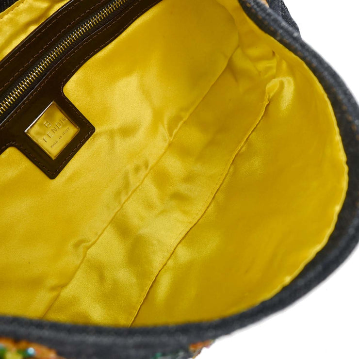 Fendi Blue Denim Beaded Baguette Handbag 2372-26424-008 AQ00225