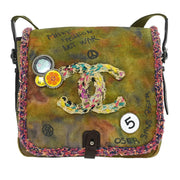Chanel Khaki Canvas Graffiti On The Pavements Shoulder Bag AQ00231