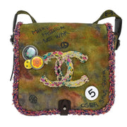 Chanel Khaki Canvas Graffiti On The Pavements Shoulder Bag AQ00234