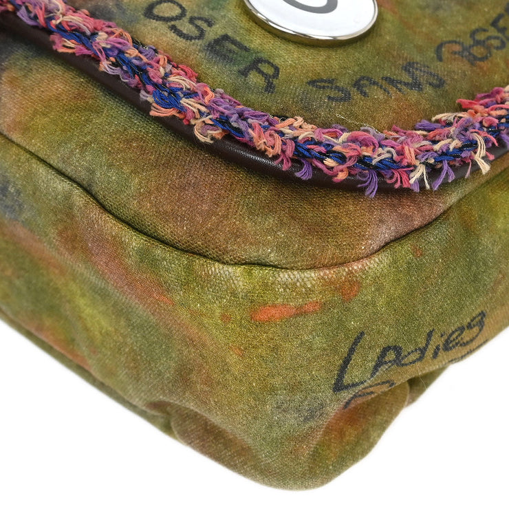 Chanel Khaki Canvas Graffiti On The Pavements Shoulder Bag AQ00234