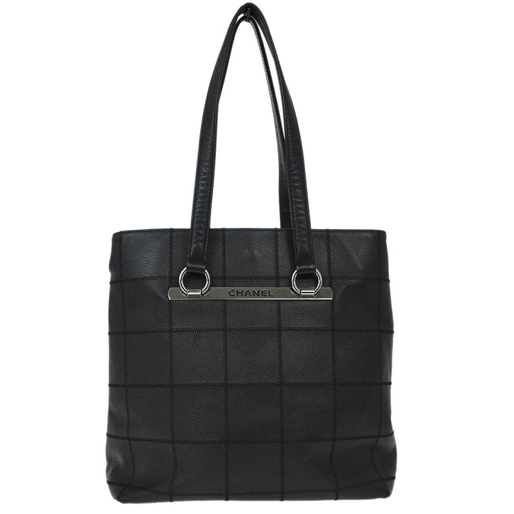 Chanel Black Calfskin Choco Bar Tote Handbag AQ00248
