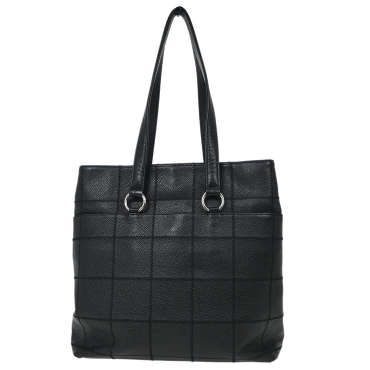 Chanel Black Calfskin Choco Bar Tote Handbag AQ00248