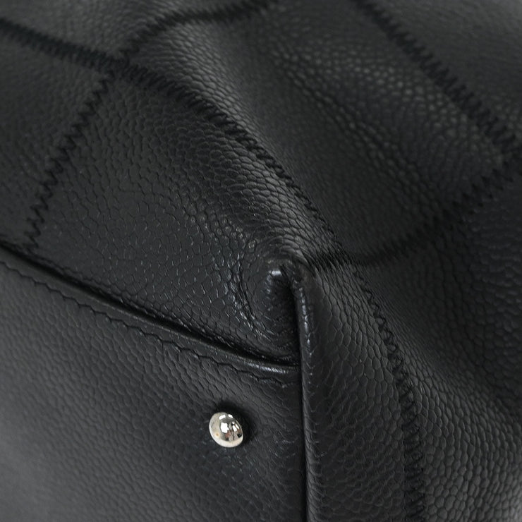 Chanel Black Calfskin Choco Bar Tote Handbag AQ00248