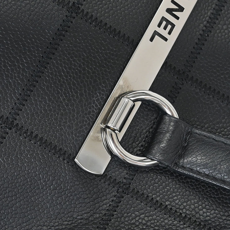 Chanel Black Calfskin Choco Bar Tote Handbag AQ00248