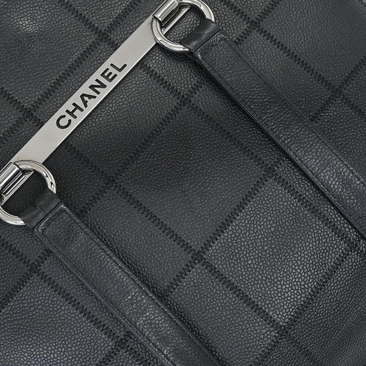 Chanel Black Calfskin Choco Bar Tote Handbag AQ00248