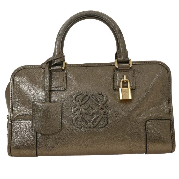 Loewe Metallic Silver Leather Amazona 28 Handbag 010911 AQ00251