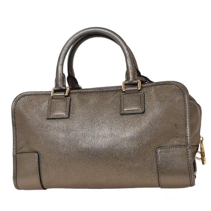 Loewe Metallic Silver Leather Amazona 28 Handbag 010911 AQ00251
