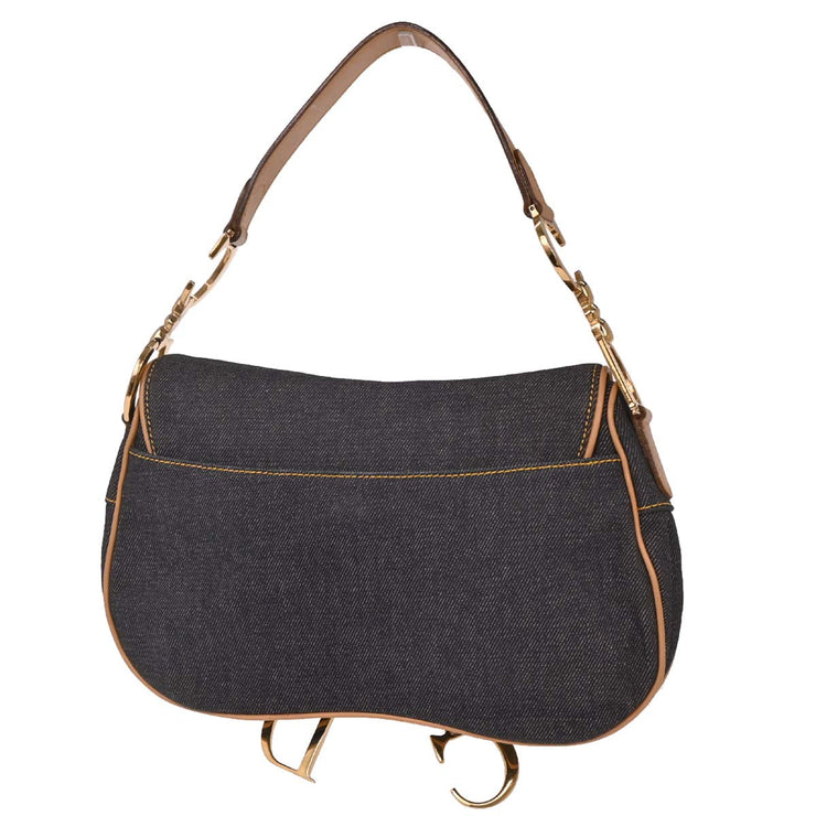 Christian Dior Navy Denim Double Saddle Handbag RU0012 AQ00267