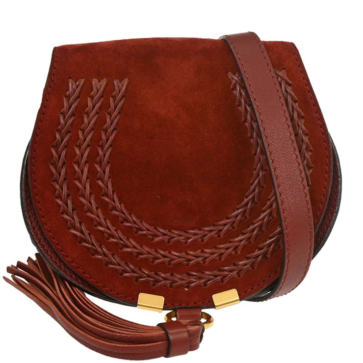 Chloe Bordeaux Suede Marcie Crossbody Bag 04-17-60-65 C0FPWH AQ00274