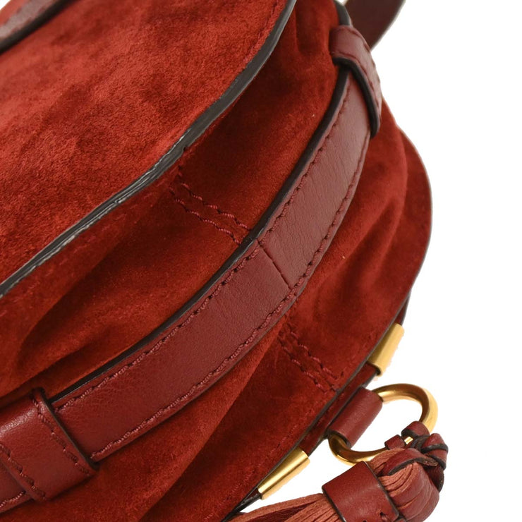 Chloe Bordeaux Suede Marcie Crossbody Bag 04-17-60-65 C0FPWH AQ00274