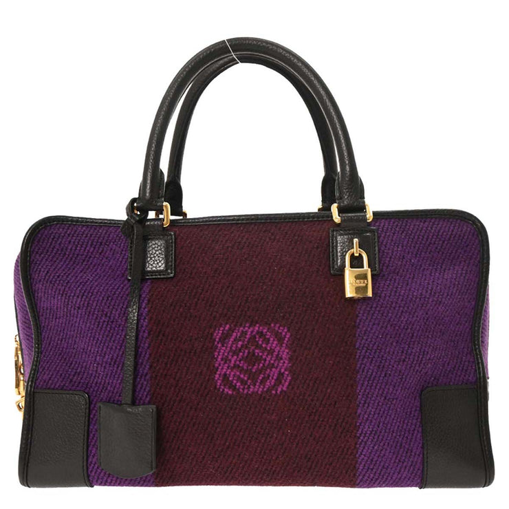 Loewe Purple Black Wool Amazona 36 Handbag 051006 AQ00275