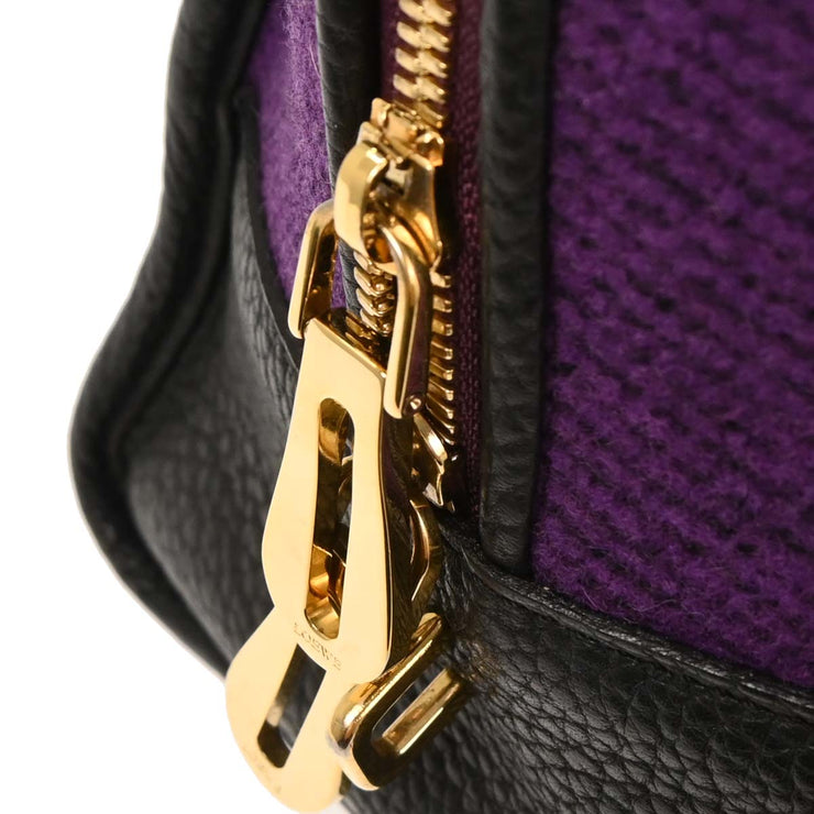 Loewe Purple Black Wool Amazona 36 Handbag 051006 AQ00275