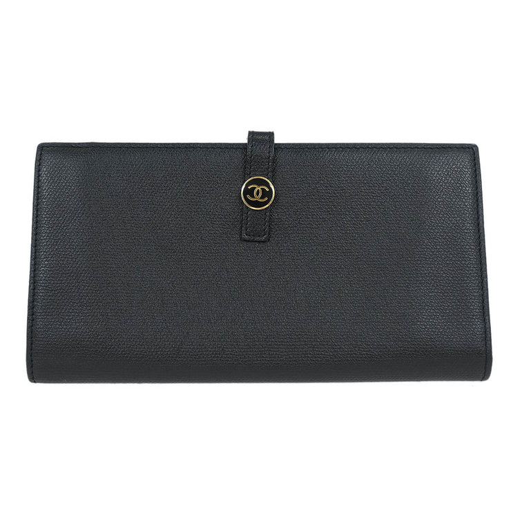 Chanel Black Calfskin Long Wallet Purse AQ00281