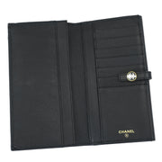 Chanel Black Calfskin Long Wallet Purse AQ00281