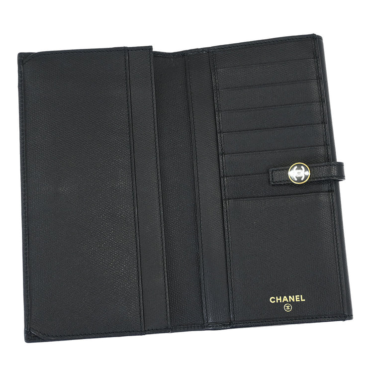 Chanel Black Calfskin Long Wallet Purse AQ00281