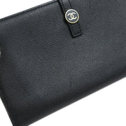 Chanel Black Calfskin Long Wallet Purse AQ00281