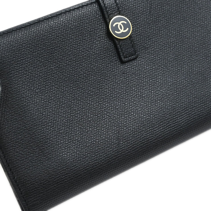 Chanel Black Calfskin Long Wallet Purse AQ00281