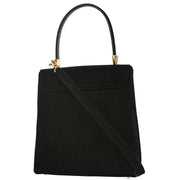 Salvatore Ferragamo Black Suede Gancini 2way Handbag AQ-21 8658 AQ00287