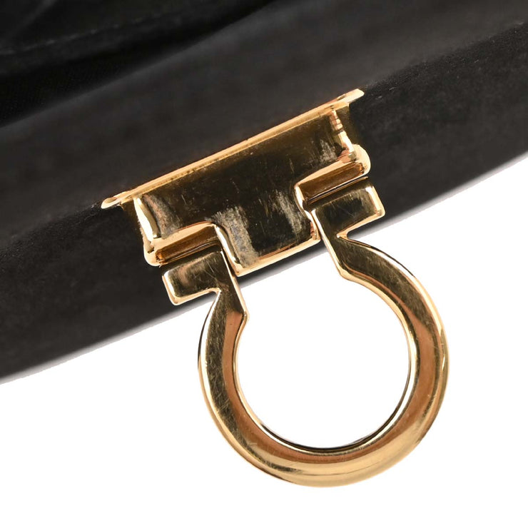 Salvatore Ferragamo Black Suede Gancini 2way Handbag AQ-21 8658 AQ00287