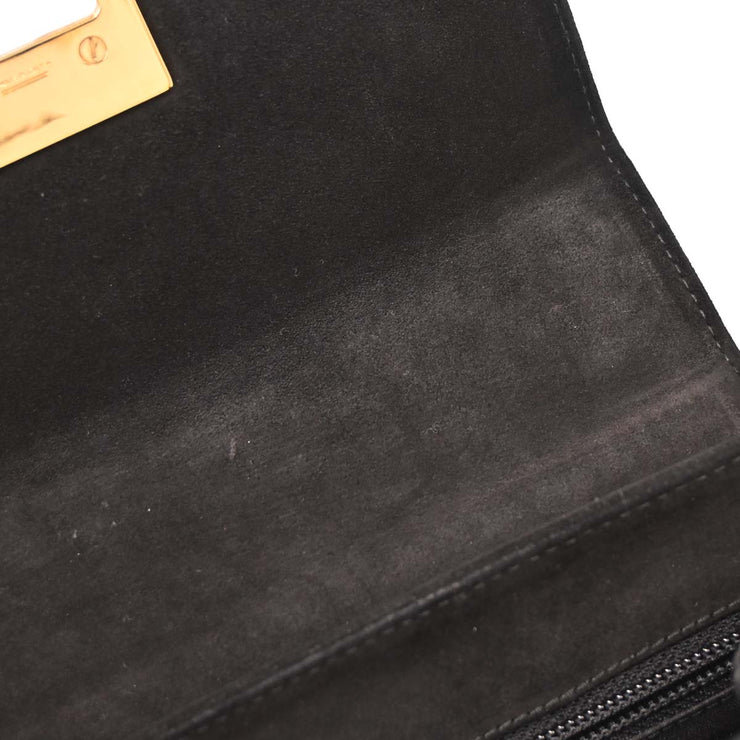 Salvatore Ferragamo Black Suede Gancini 2way Handbag AQ-21 8658 AQ00287