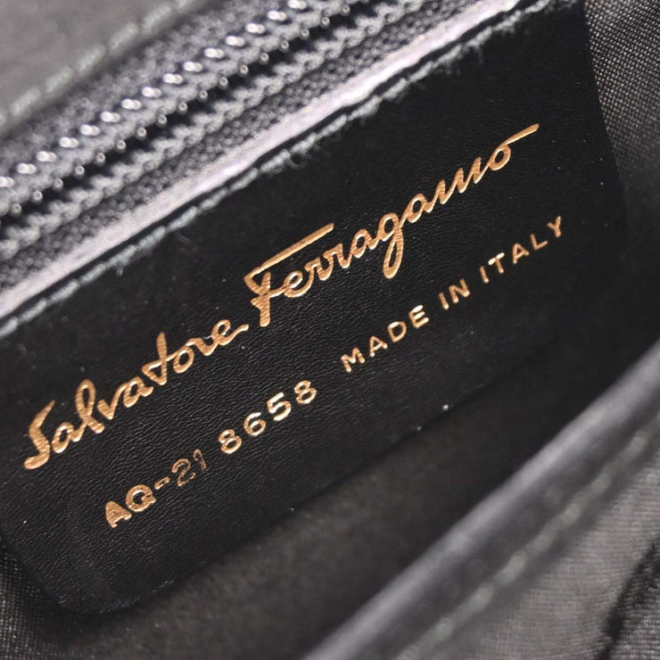 Salvatore Ferragamo Black Suede Gancini 2way Handbag AQ-21 8658 AQ00287