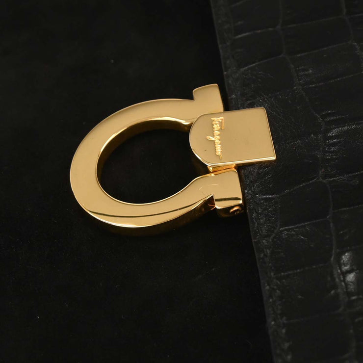 Salvatore Ferragamo Black Gancini Shoulder Bag AQ215716 AQ00290