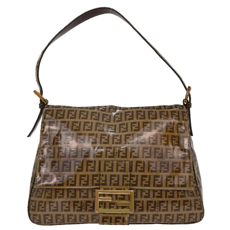 Fendi Brown PVC Zucchino Mamma Baguette Handbag 2305.26325.018 AQ00297