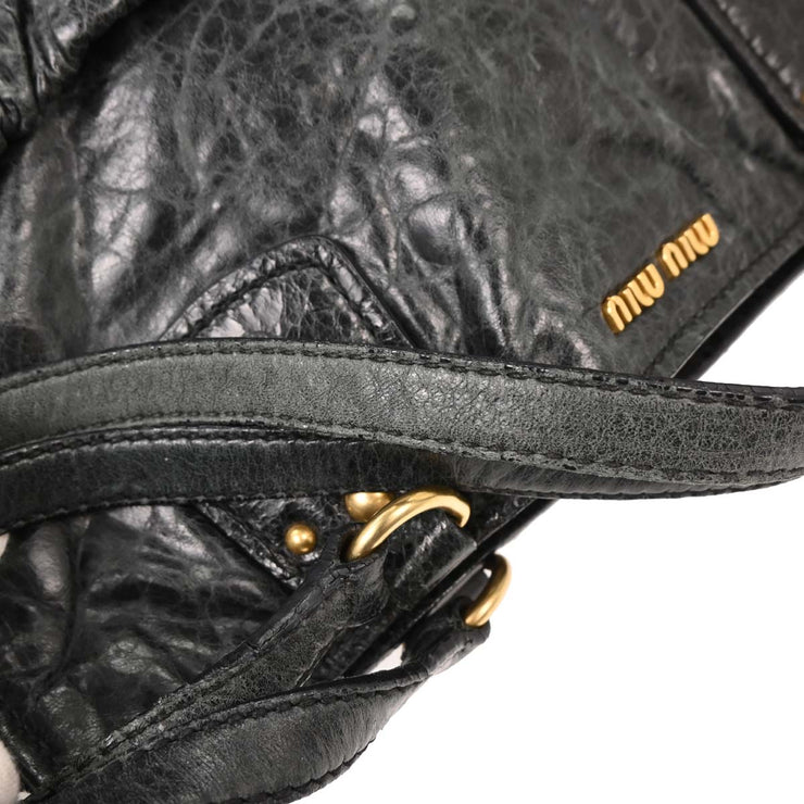 Miu Miu Dark Green Leather Tote Handbag 64 AQ00307