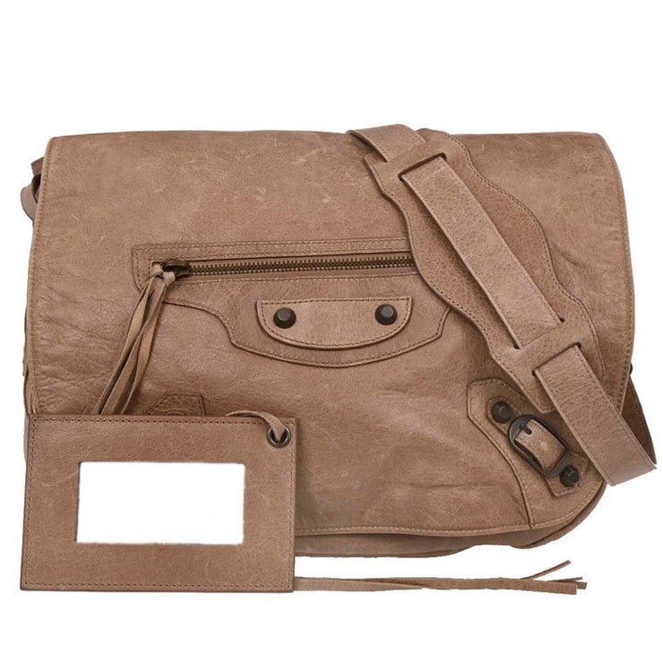 Balenciaga Beige Leather Folk Shoulder Bag 246432.2307 001013 AQ00309