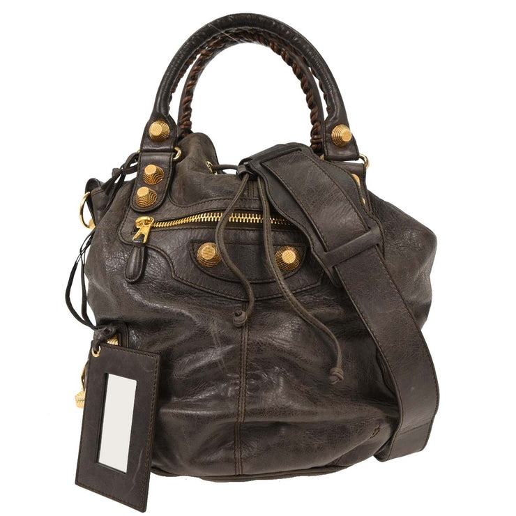 Balenciaga Brown Classic Mini Pompon 2way Shoulder Handbag 203069 497717 AQ00310