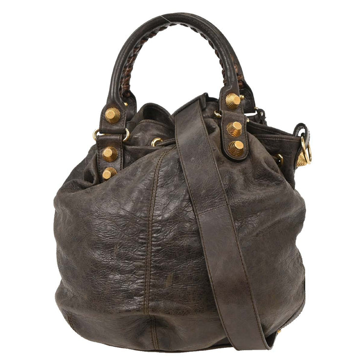 Balenciaga Brown Classic Mini Pompon 2way Shoulder Handbag 203069 497717 AQ00310