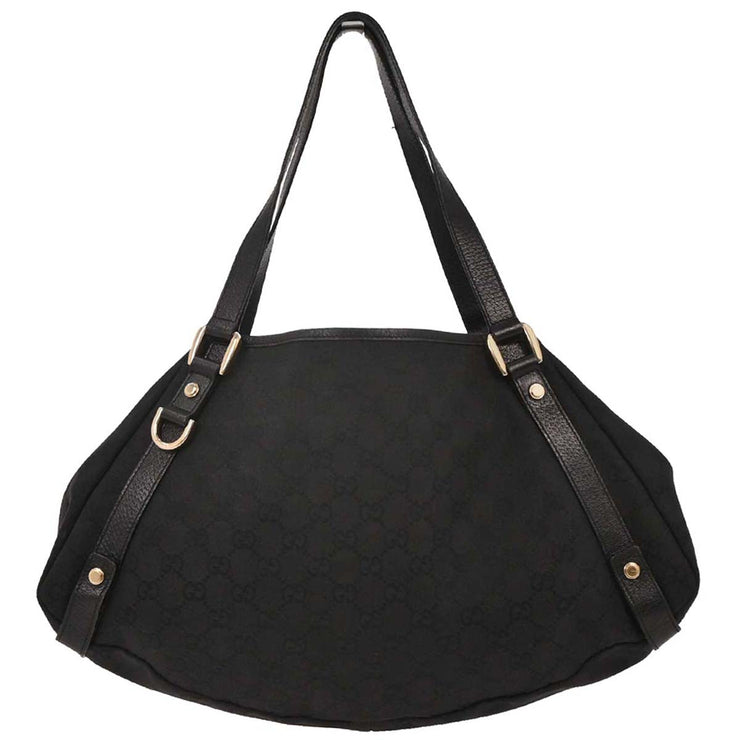 Gucci Black Canvas GG Hobo Handbag 130736 3444 AQ00322