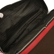 Prada Brown Red Canvas Leather Handbag 117 AQ00325